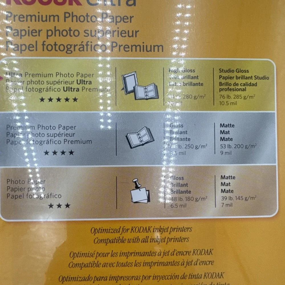 NEW Kodak Ultra Premium Photo Paper High Gloss 25 Sheets 8.5 in x 11